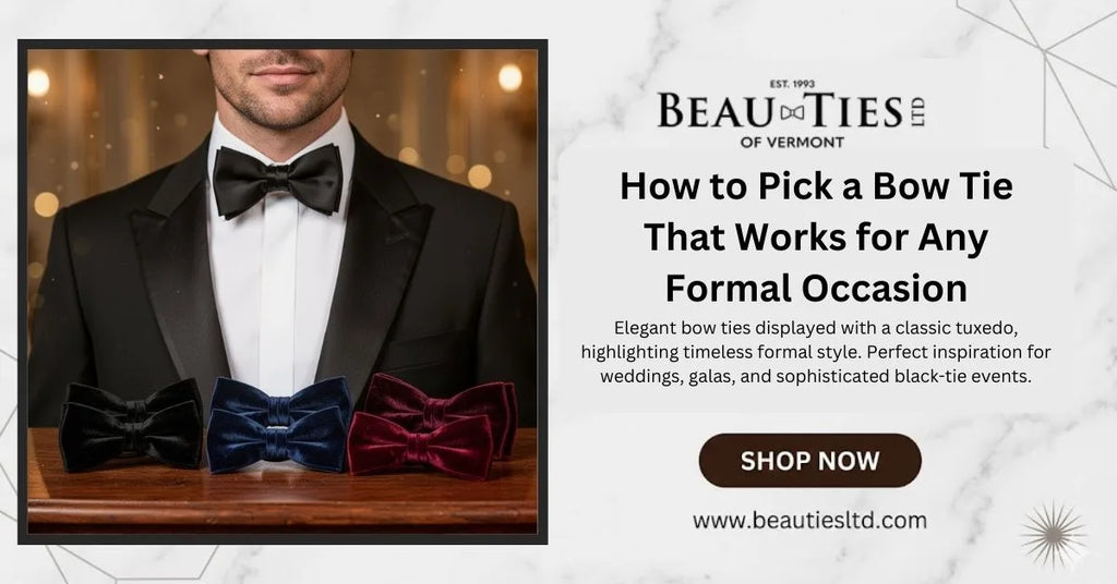 Classic tuxedo with black bow tie and velvet bow ties for formal style
