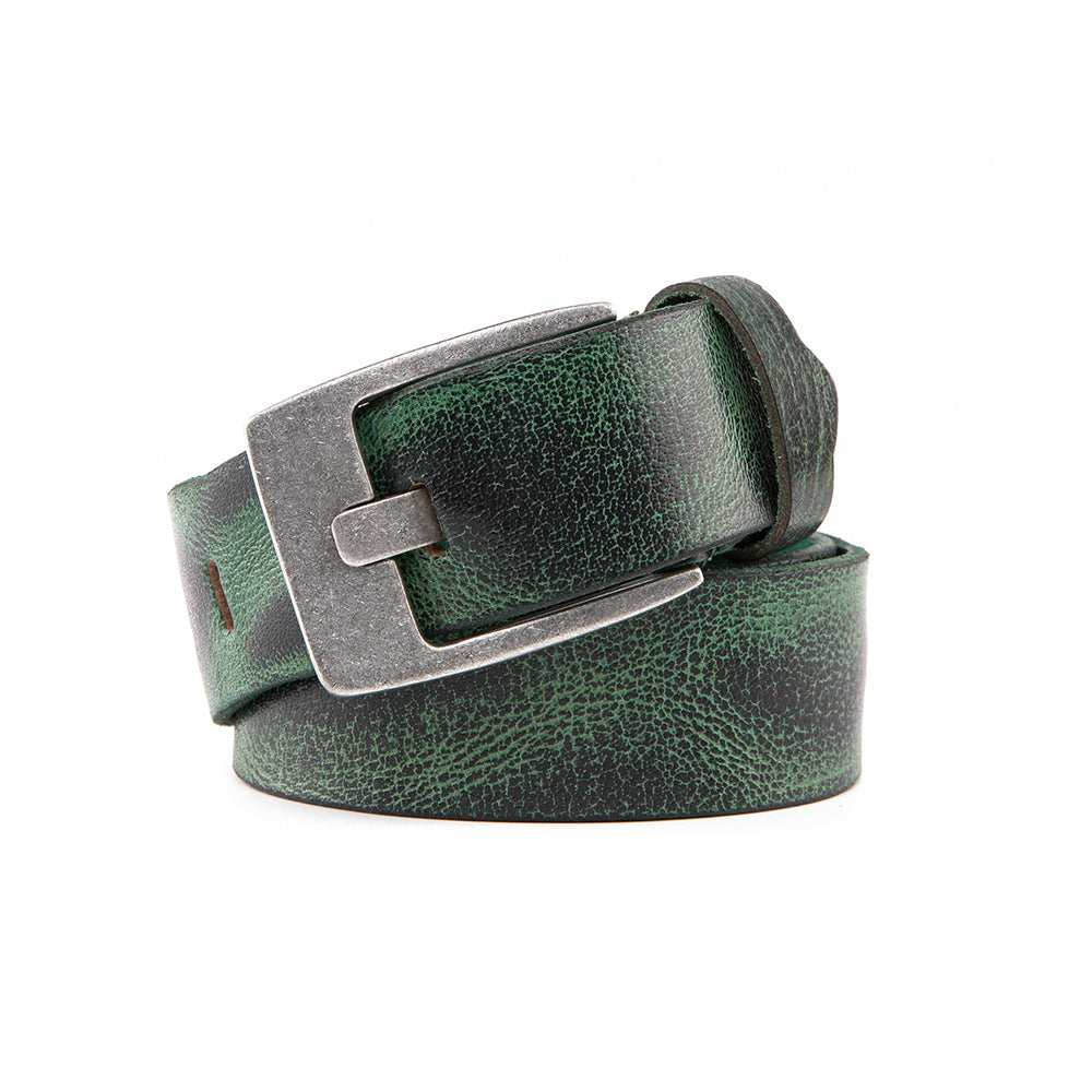 Vintage Talbots Army Green Belt Leather Made in USA Southwestern Boho Medium‎ Vintage BoHo Hippy Leather Belt Leaf Design 2” Wide/ Waist  main image 2