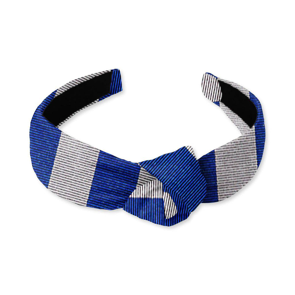 Academy Blue and Silver - Knotted Headband - Beau Ties of Vermont