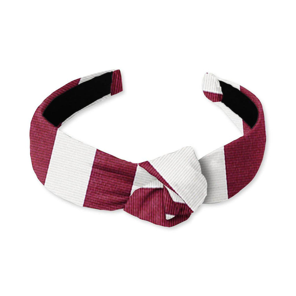 Academy Maroon and White - Knotted Headband - Beau Ties of Vermont