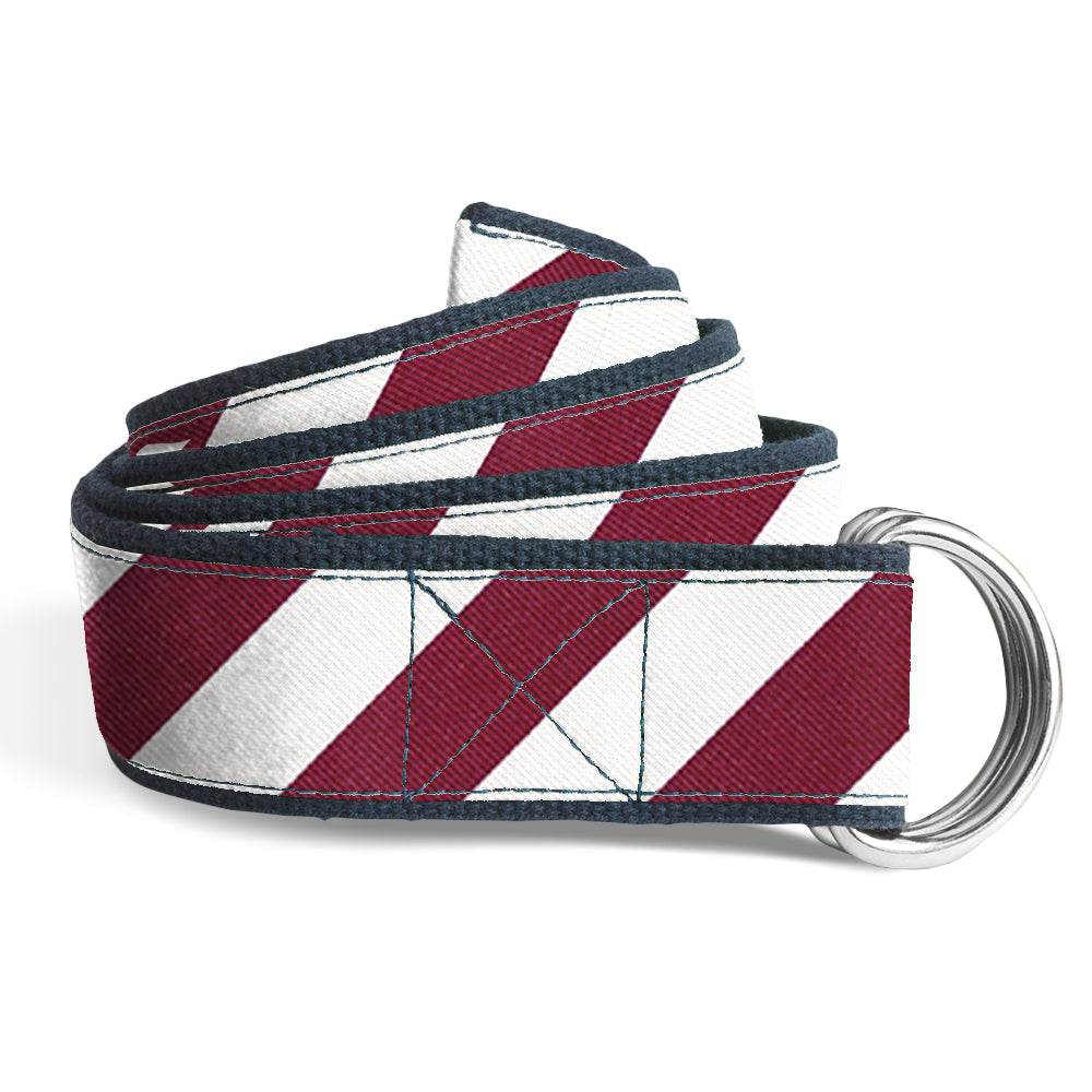 Academy Maroon and White - D-Ring Belts - Beau Ties of Vermont