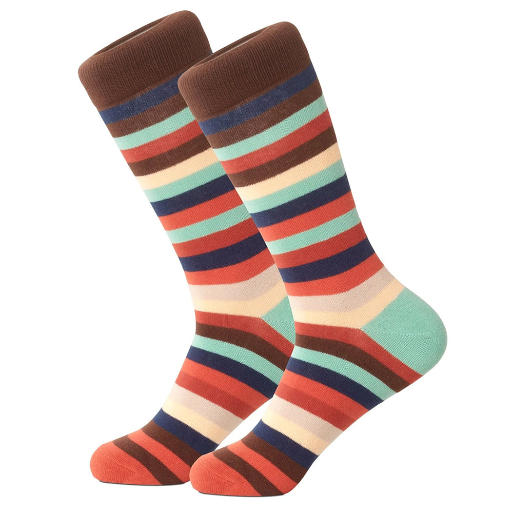 Brown and Blue Multi-Stripe Women's Socks