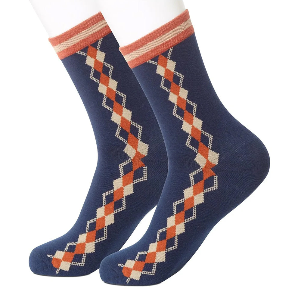 Blue with Copper Argyle Women's Socks