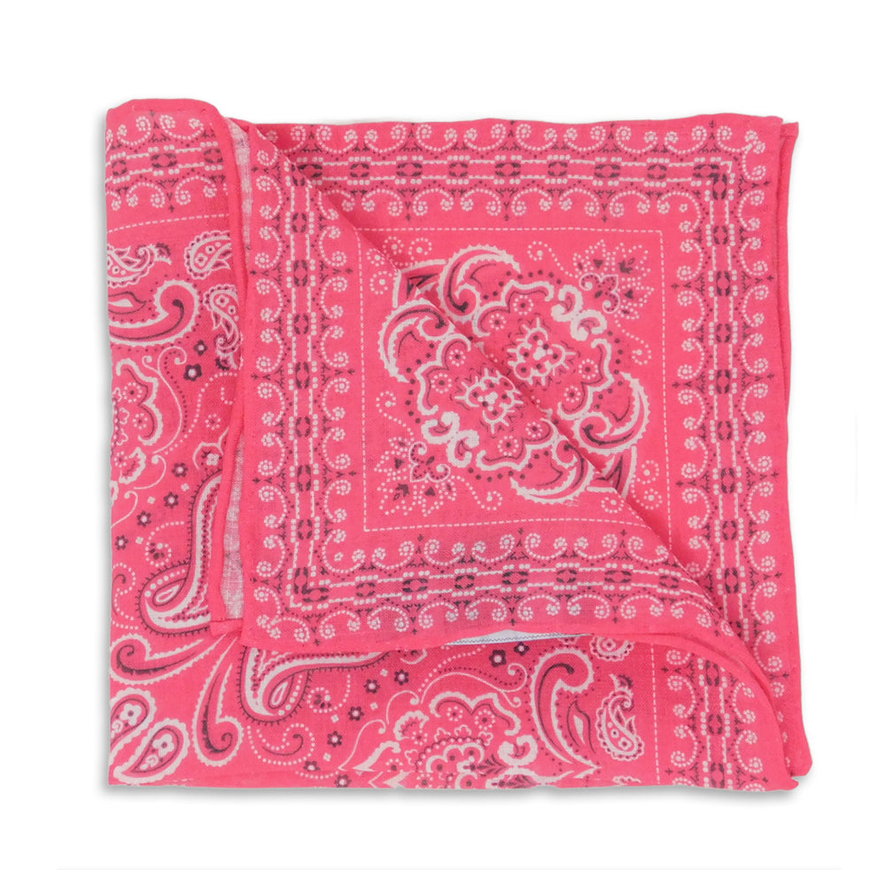 Bandana Pink Linen Pocket Square