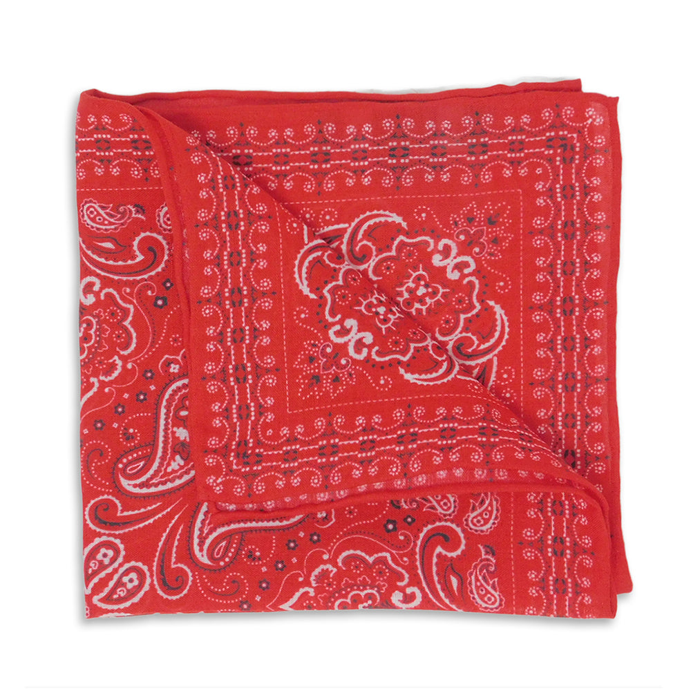 Bandana Red Linen Pocket Square