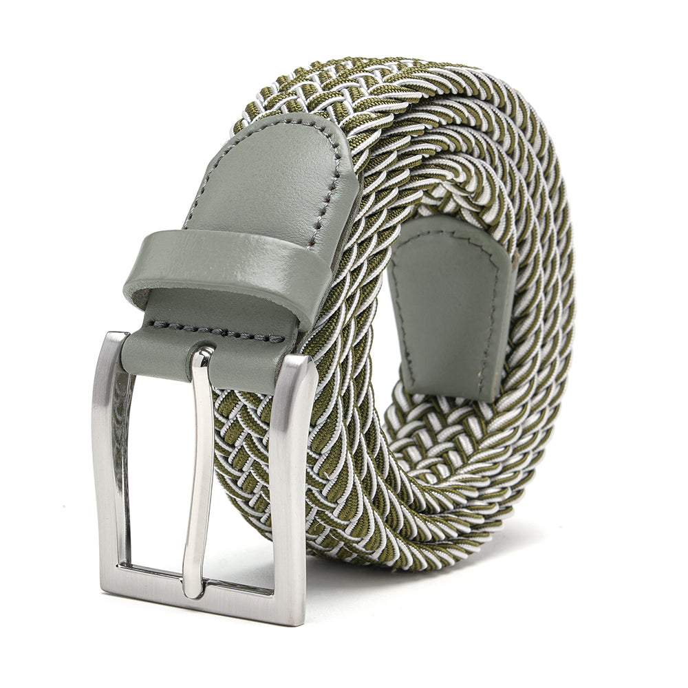 Bradenton Olive/White Braided Belt