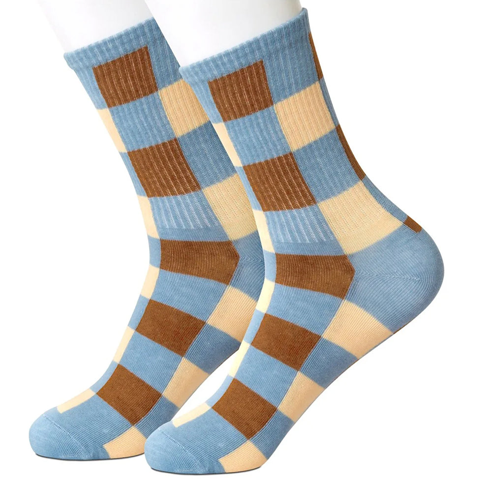Blue/Brown Plaid Women's Socks
