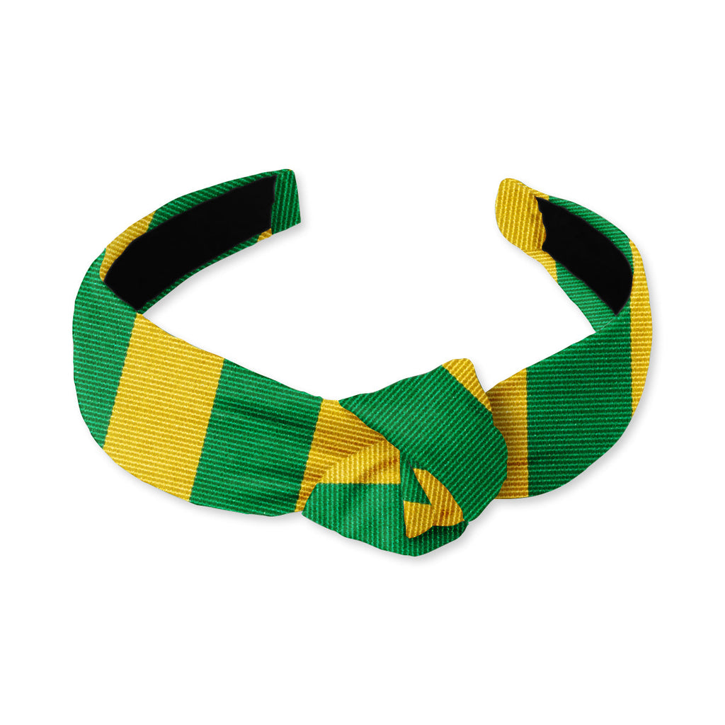 Collegiate Green and Gold Knotted Headband