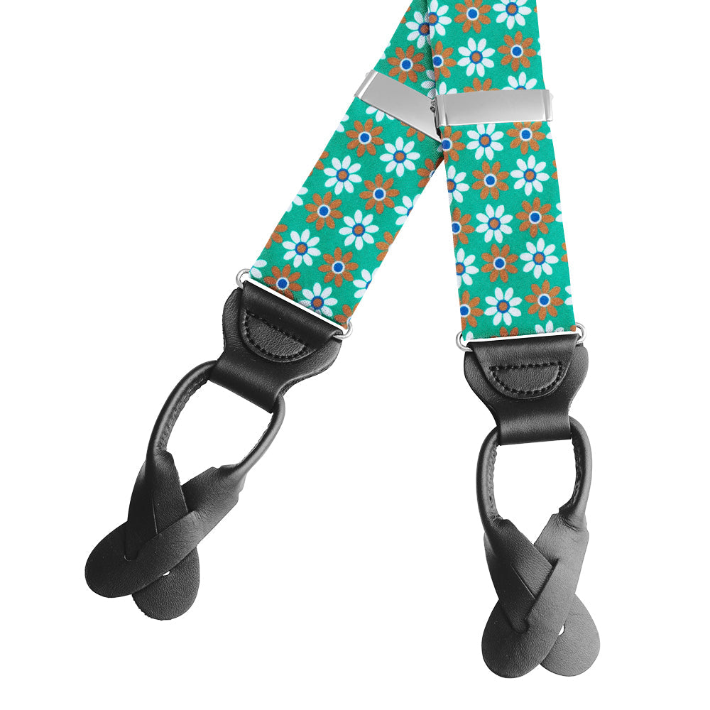 Daisy Pop Teal - Braces/Suspenders