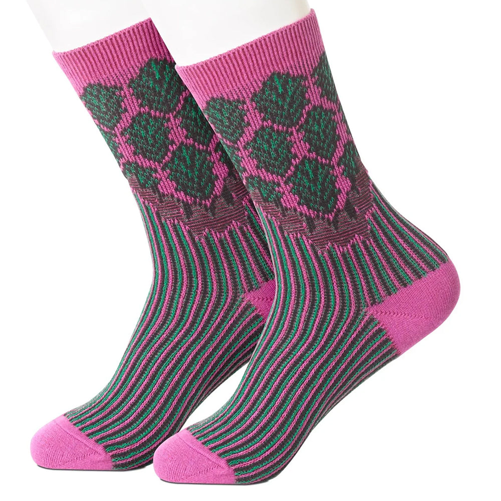 Floral Stripe Pink Women's Socks