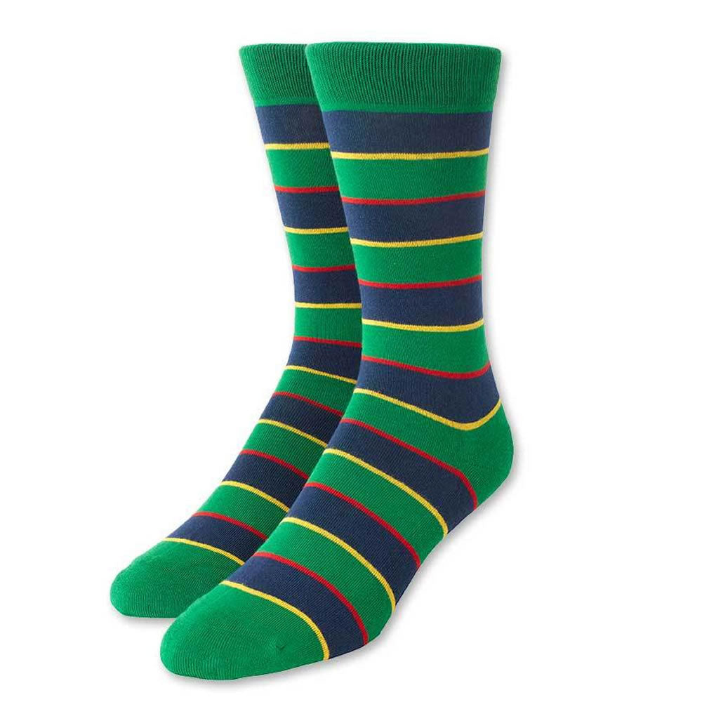 Green and Navy Stripe Socks