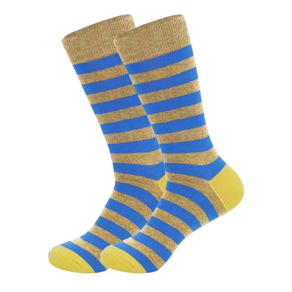 Sand and Aqua Stripe Men's Socks