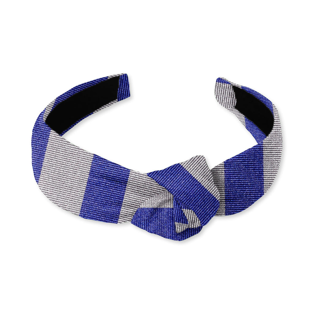 Collegiate Grey and Blue Knotted Headband