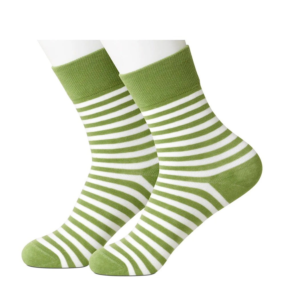 Green and White Stripe Women's Socks