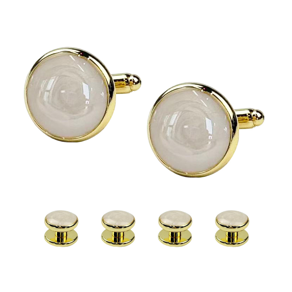 Gold/WhiteTuxedo Cufflinks and Studs