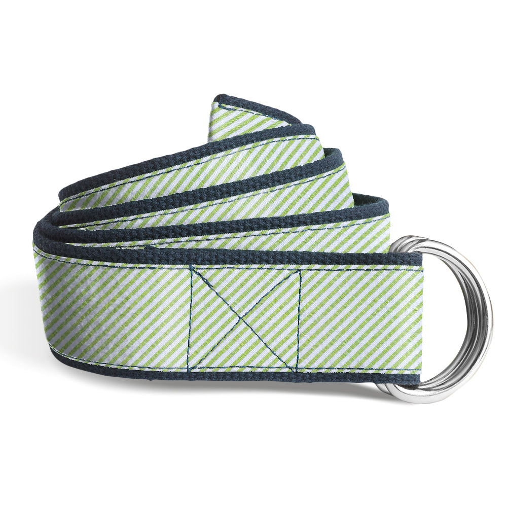 Ceinture En Soie 100% J.Crew - Rayures Vert Lime Rose Bleu - Système D-Ring - Taille S/M - Longueur 44 Pouces
