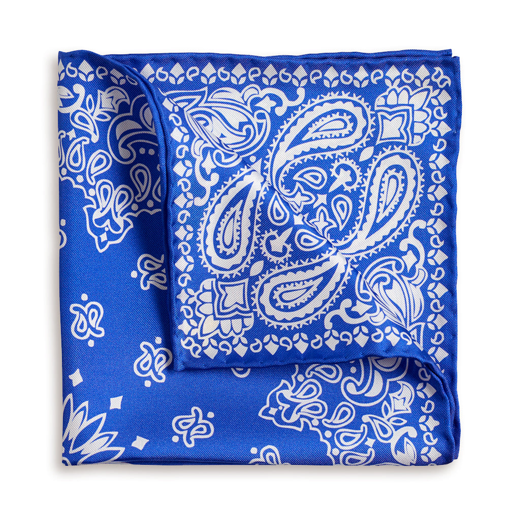 Ishtar Blue Silk Pocket Square