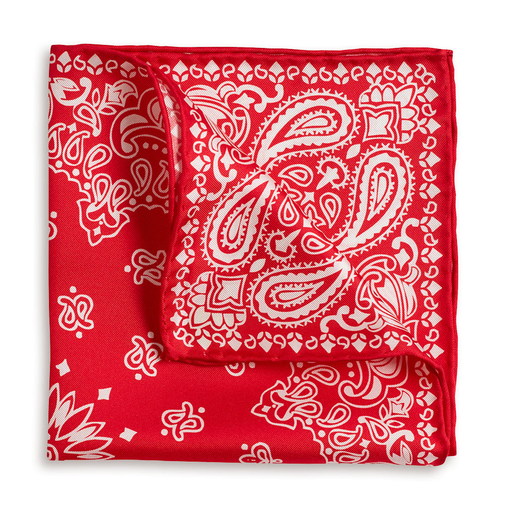 Ishtar Red Silk Pocket Square