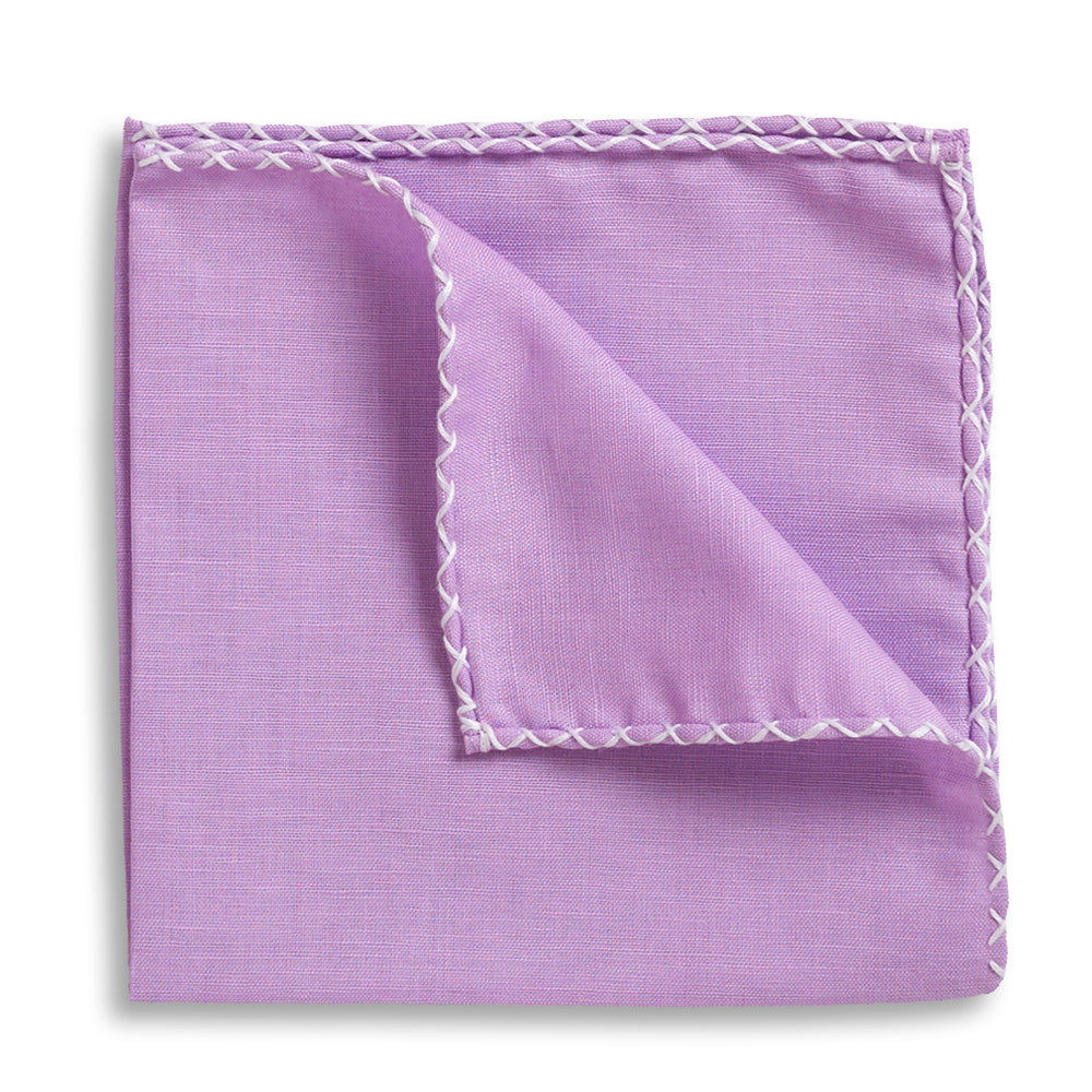 Lavender Crossover Whipstitch Hand-Rolled Pocket Square