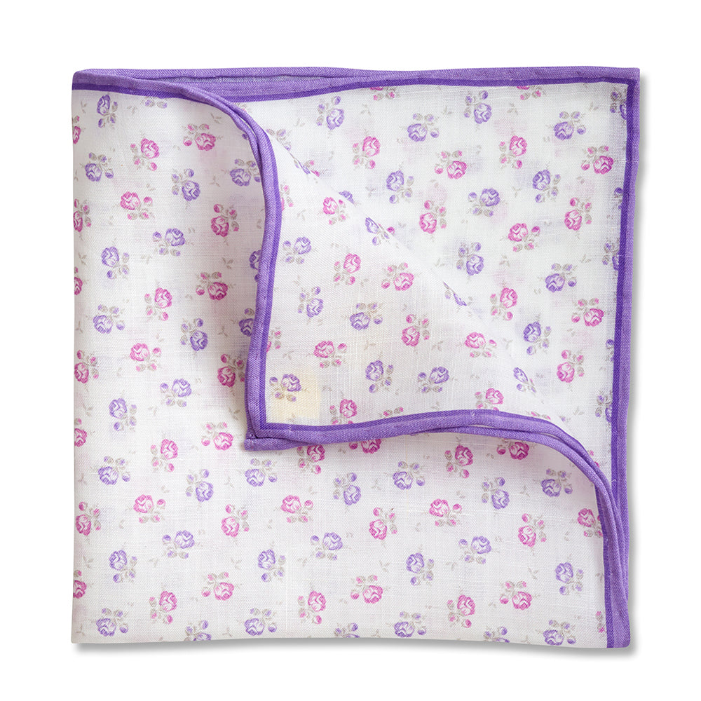 Lilac Posy Linen Pocket Square