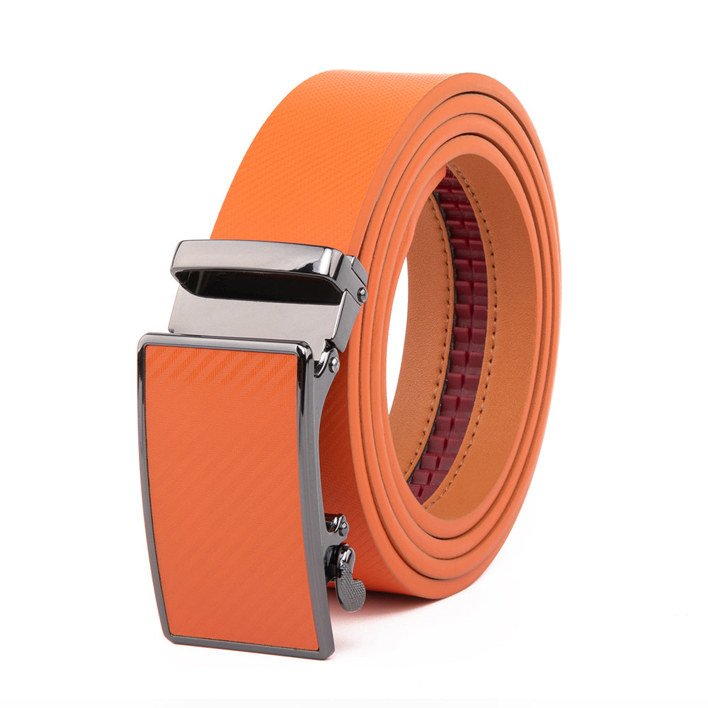 Leather Ratchet Belt - Orange