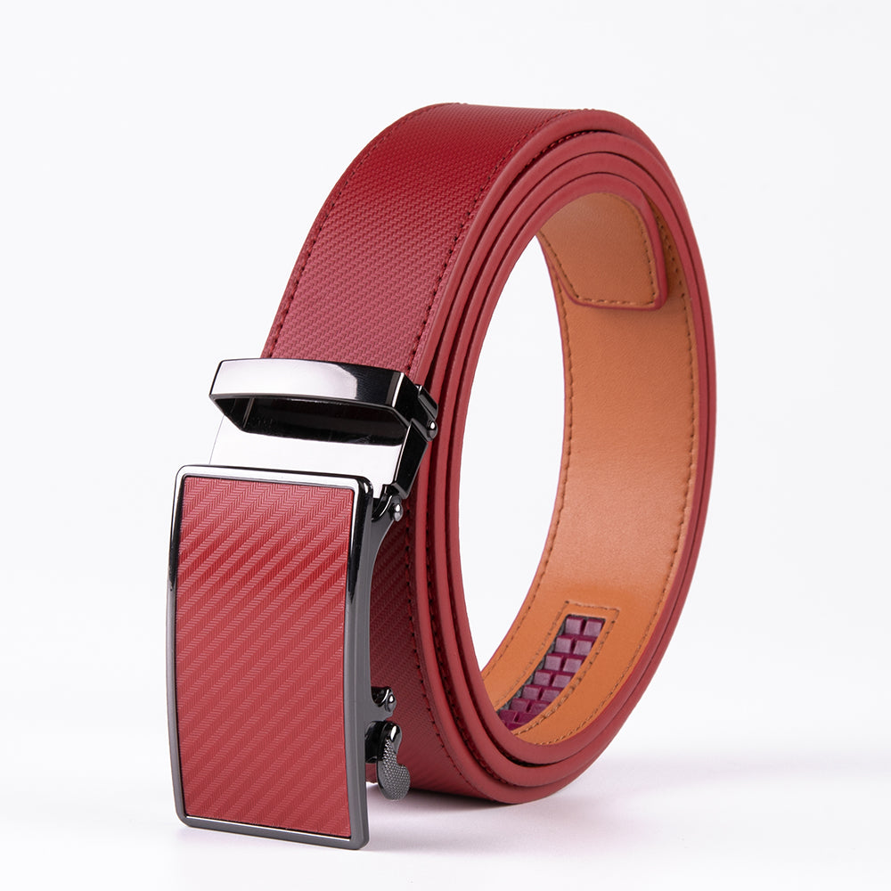 Leather Ratchet Belt - Red
