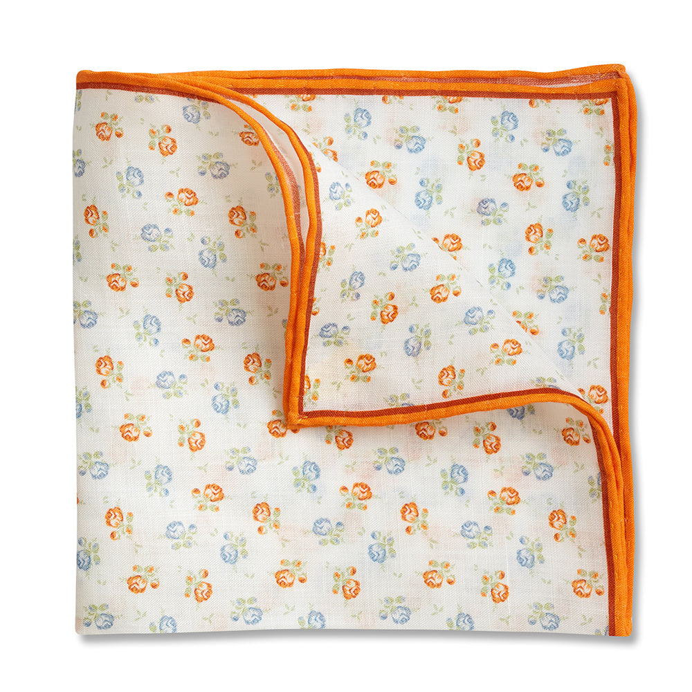 Marigold Posy Linen Pocket Square