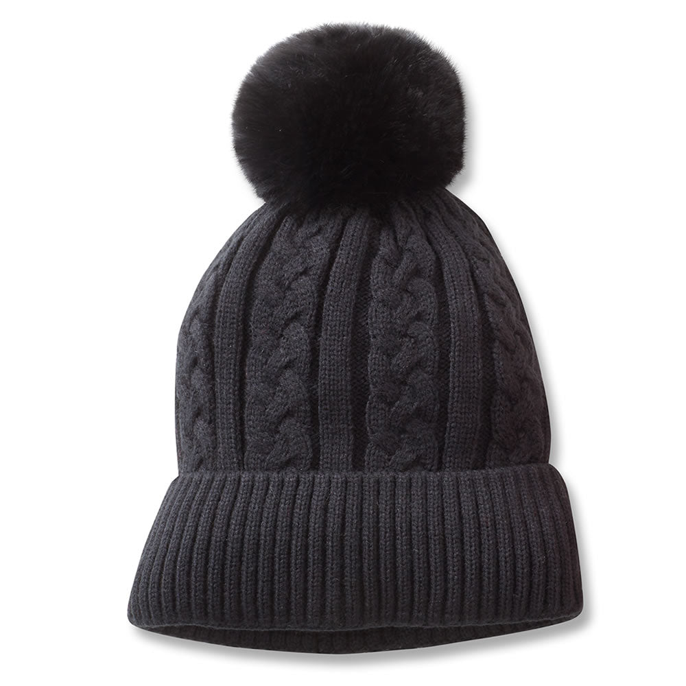 Pom Beanie Black Women's Hat by Beau Ties of Vermont