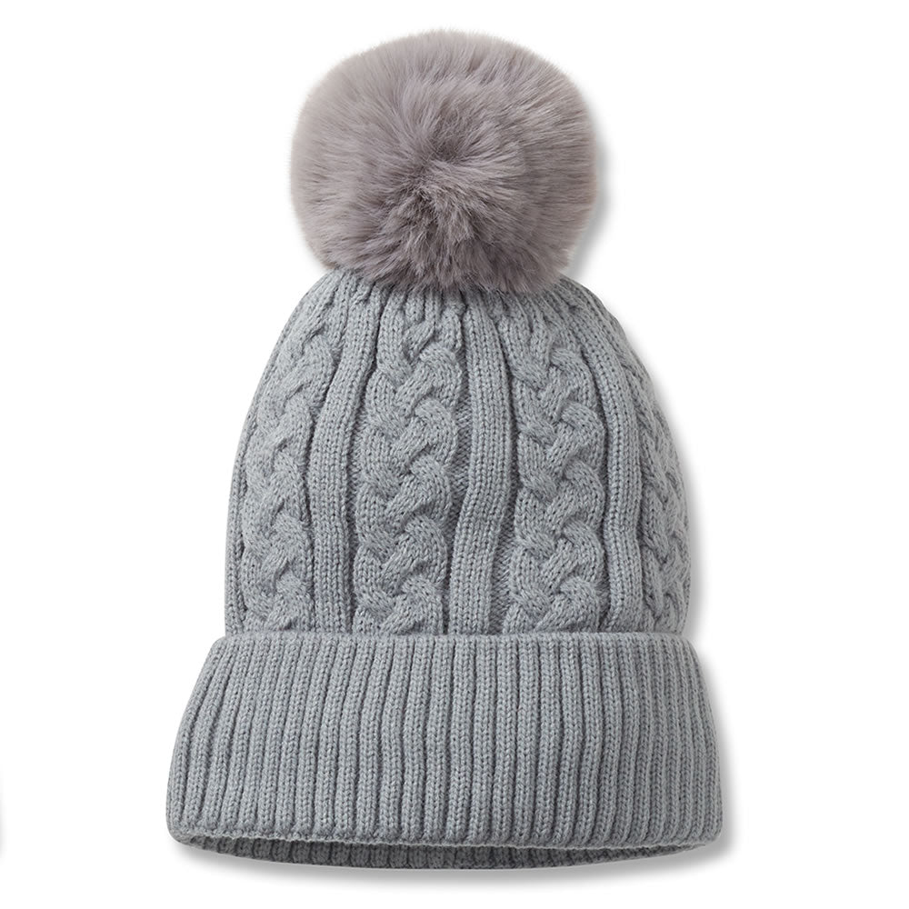 Pom Beanie Grey Women's Hat by Beau Ties of Vermont