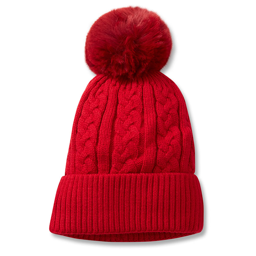 Pom Beanie Red Women's Hat