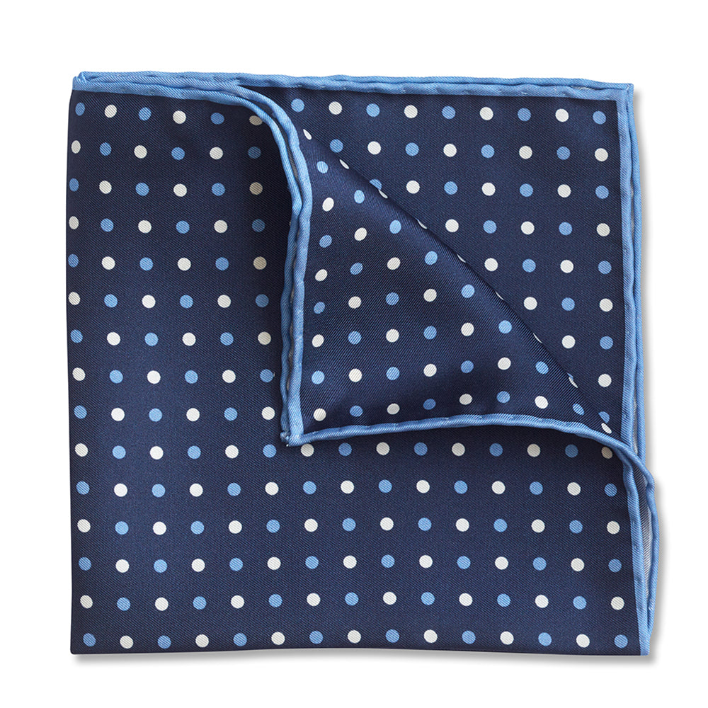 Polka Duet Blue Pocket Square