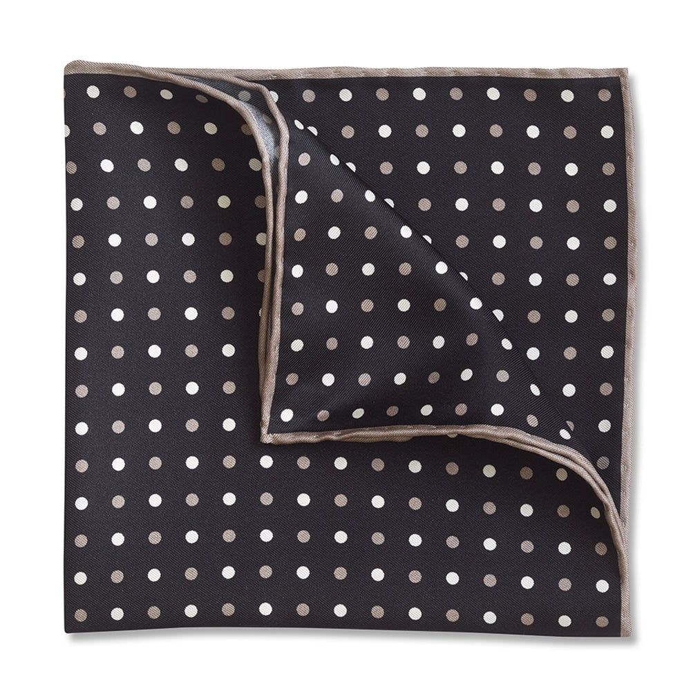 Polka Duet Black Pocket Square