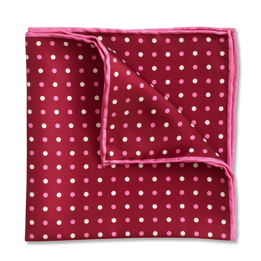 Polka Duet Red Pocket Square
