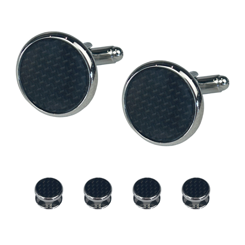 Silver/Black Tuxedo Cufflinks and Studs