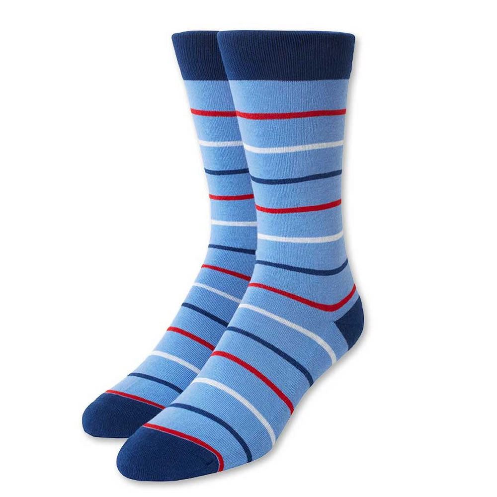 Slim Stripes Light Blue Men's Socks Beau Ties of Vermont Slim Stripes Light Blue Men's Socks Beau Ties of Vermont