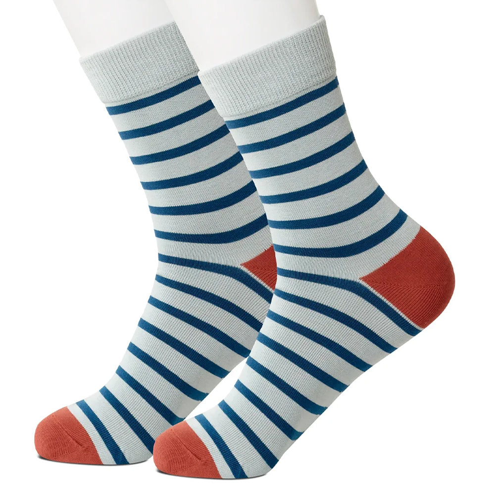 Silver/Navy Striped Women's Socks