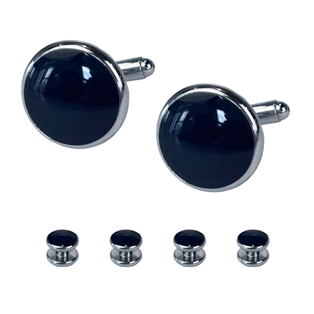 Silver/Blue Dome Cufflinks and Studs