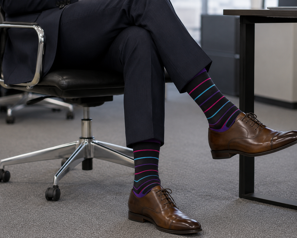 mens dress socks purple Purple Cotton Mid Calf Dress Socks