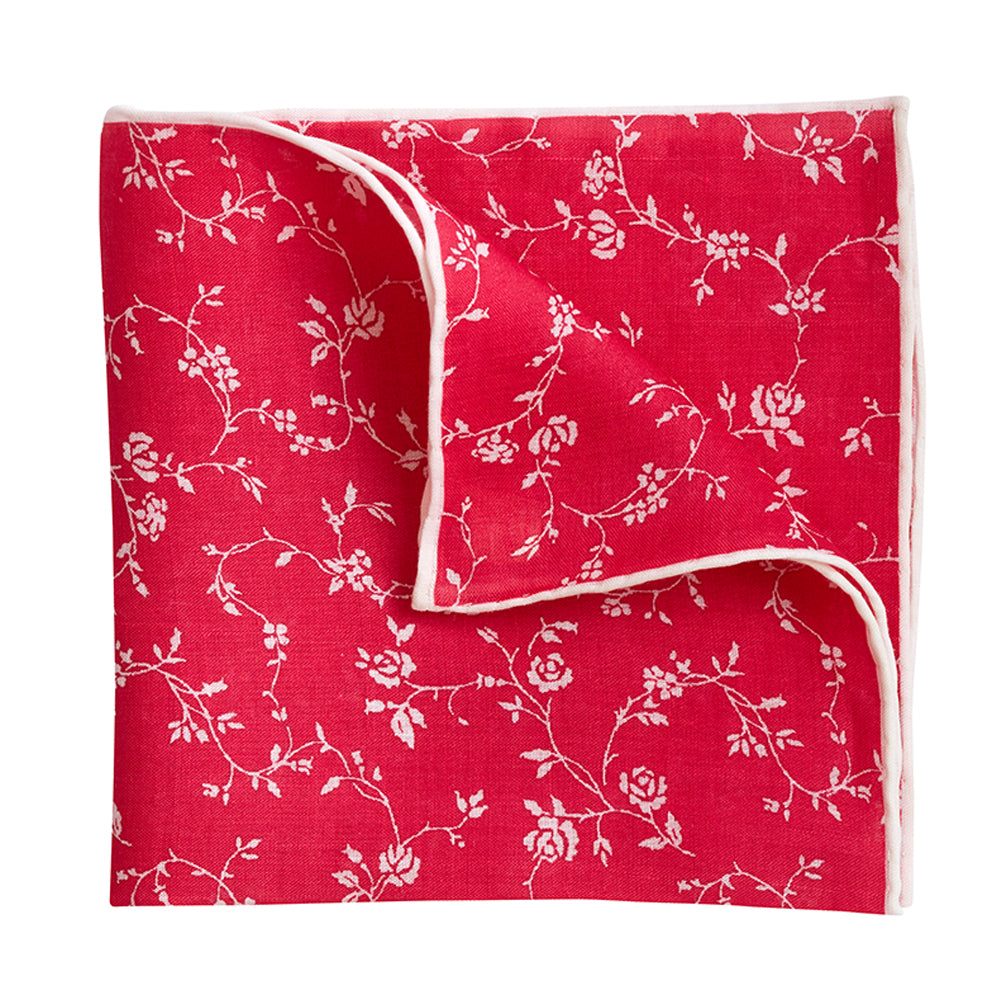 Tendrils Rose Linen Pocket Square