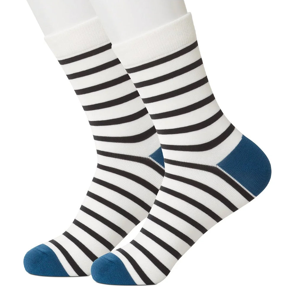 White/Blue Striped Women's Socks