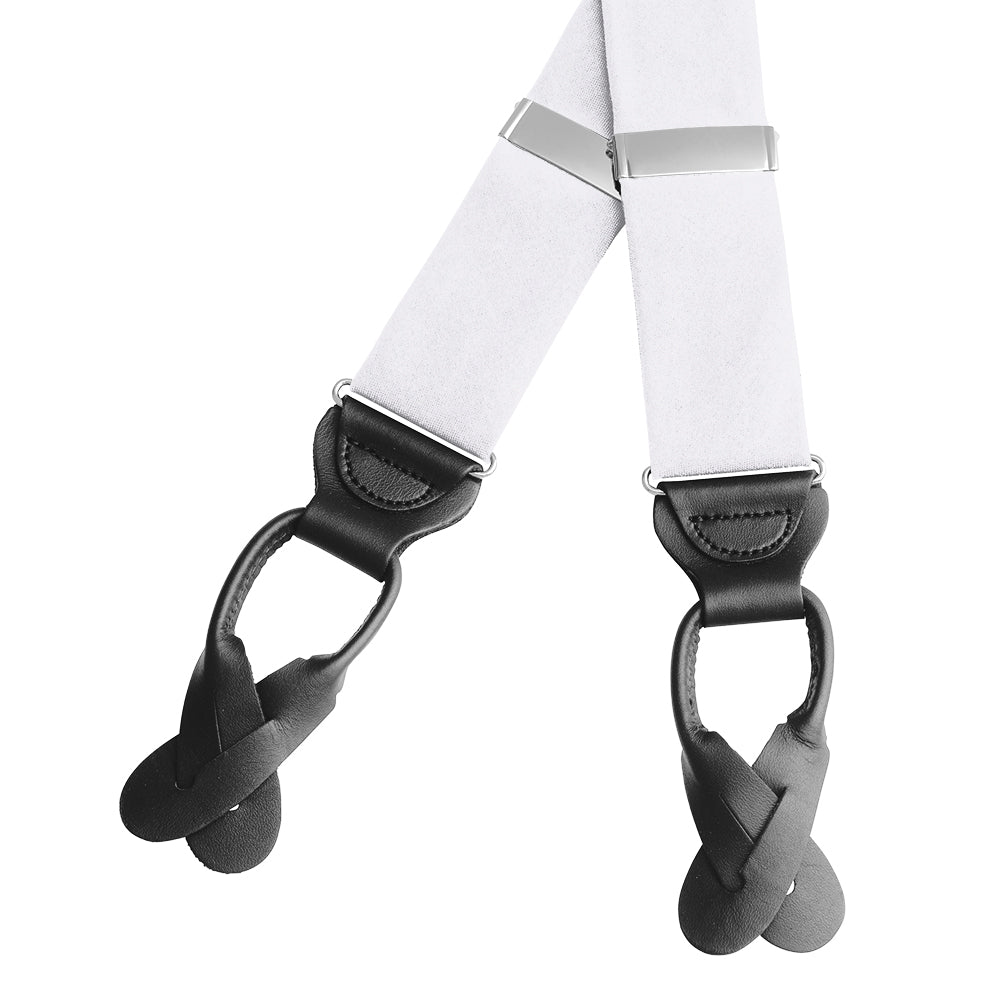 White Charmeuse- Braces/Suspenders