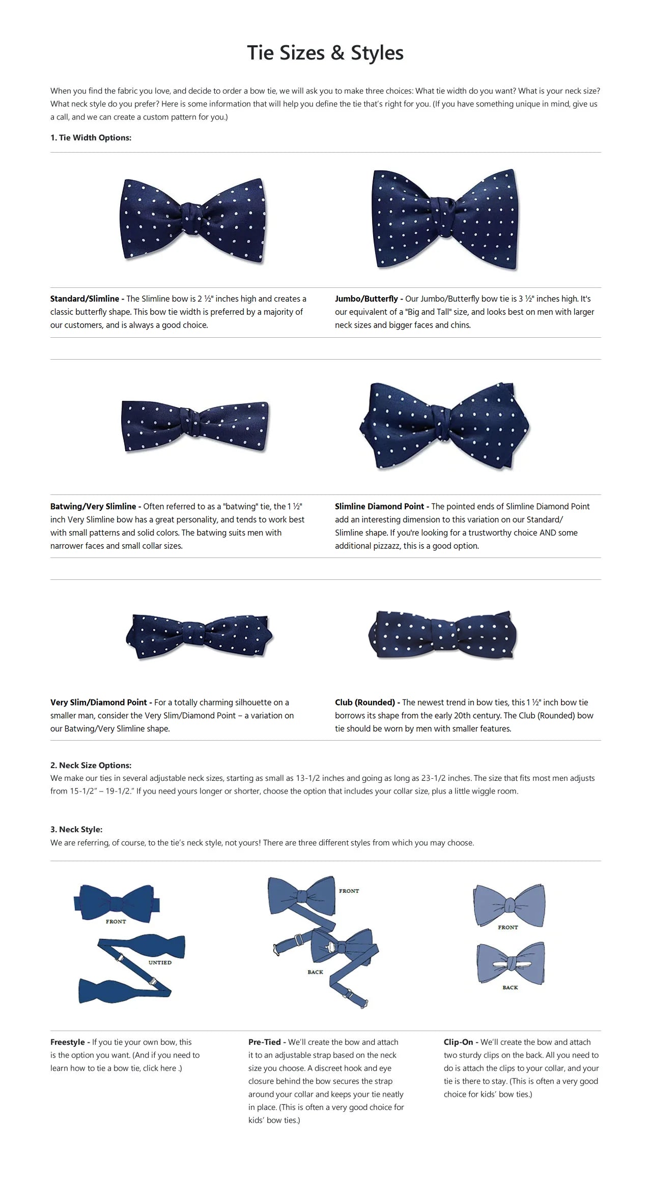 Trafalgar bow ties by Beau Ties of Vermont