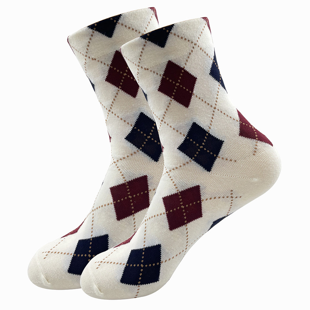 County Argyle Cream Women's Socks