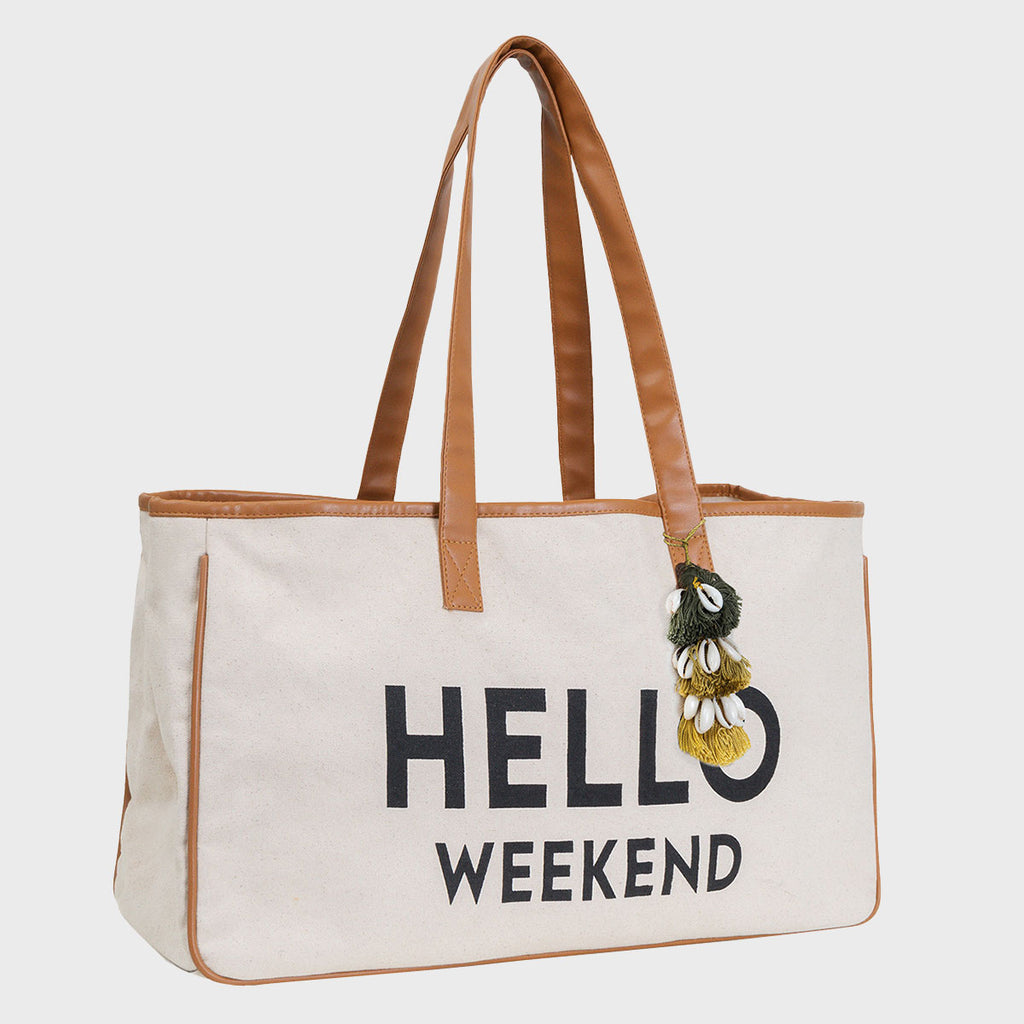 Hello Weekend Canvas Tote Bag