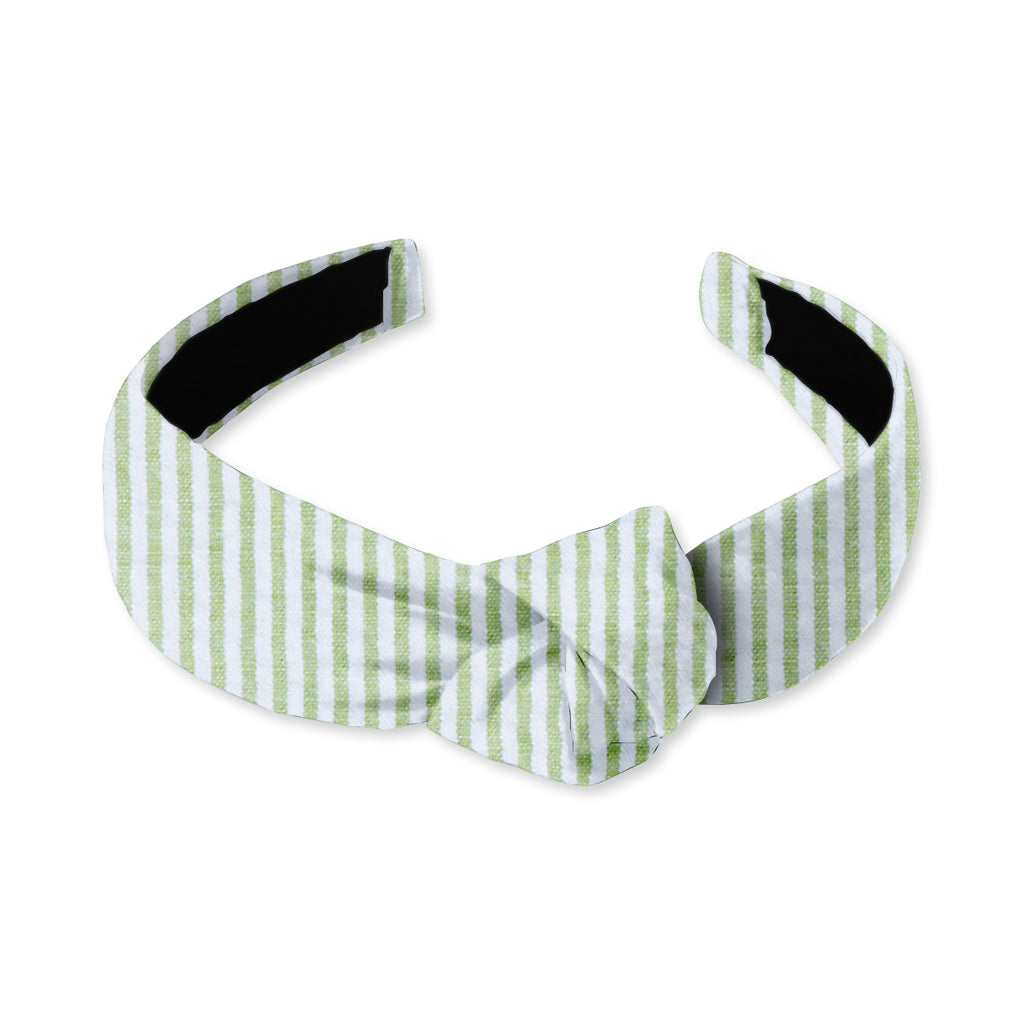 Green Seersucker - Knotted Headband