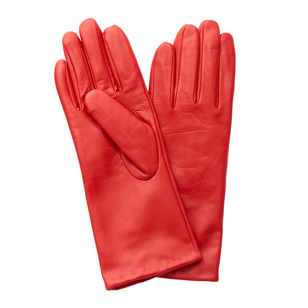 Women's Red Leather Gloves with Cashmere Blend Lining by Beau Ties of